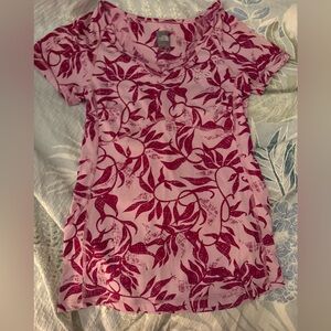 The North Face Pink Leaf Design Short Sleeve Tee